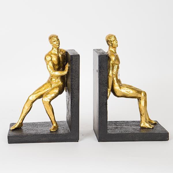 SET 2x Boekenstop goud/zwart