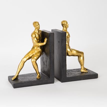 SET 2x Boekenstop goud/zwart