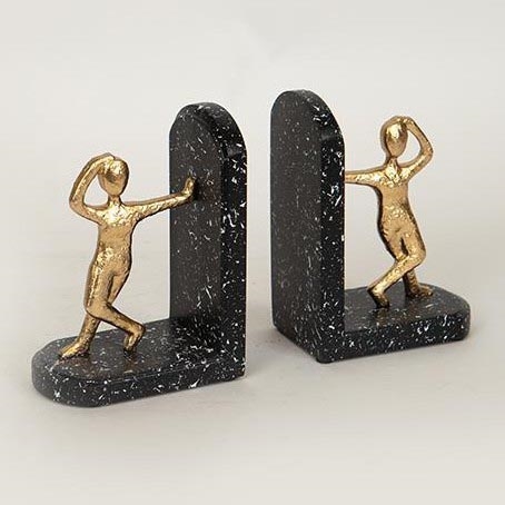 SET 2x Boekenstop goud/zwart