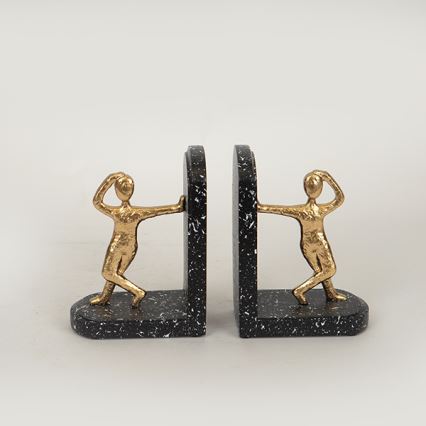 SET 2x Boekenstop goud/zwart