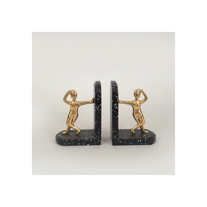 SET 2x Boekenstop goud/zwart