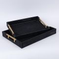 SET 2x Decoratief dienblad 40x30/34x24 cm zwart