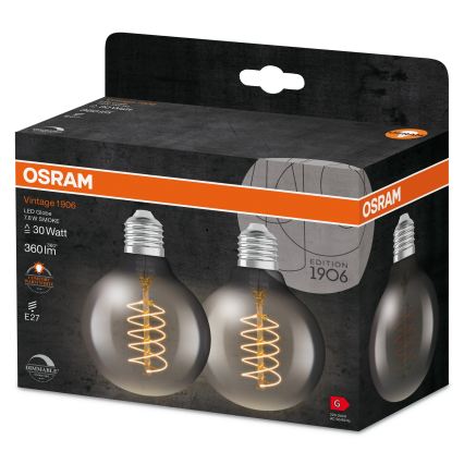 SET 2x dimbare LED-filamentlamp E27/7,8W/230V 1800K - Osram