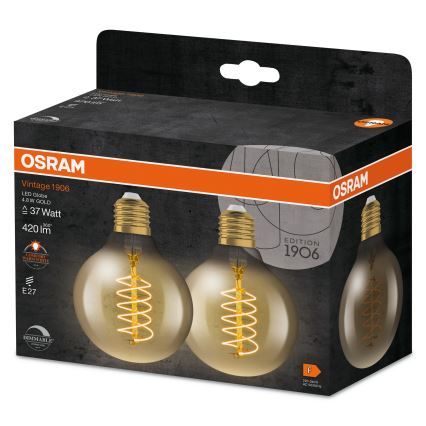 SET 2x Dimbare LED-gloeilamp Vintage filament E27/4,8W/230V 2200K - Osram