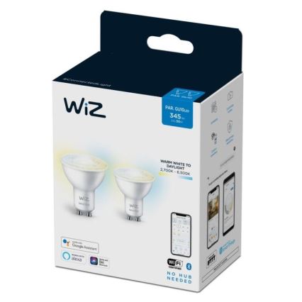 SET 2x Dimbare LED Lamp PAR16 GU10/4,7W/230V 2700-6500K CRI 90 Wi-Fi - WiZ