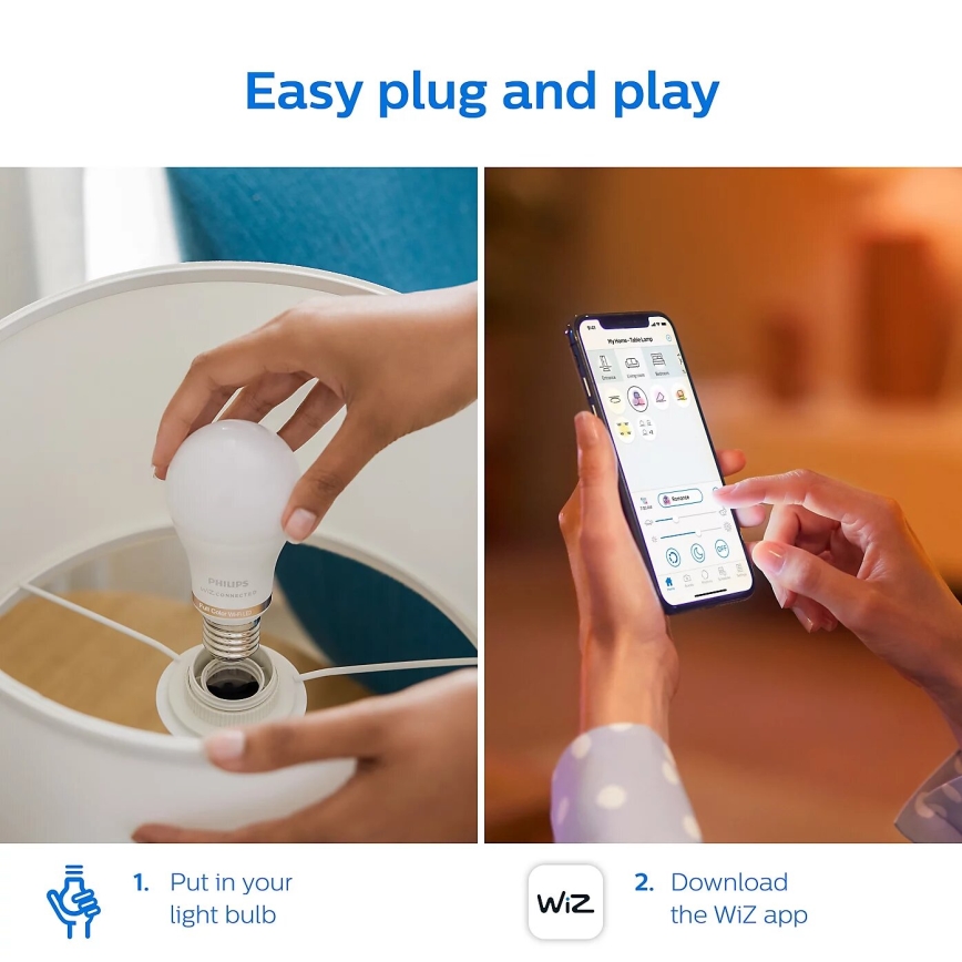 SET 2x Dimbare LED Lamp Philips A60 E27/8W/230V Wi-Fi