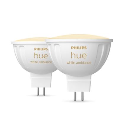 SET 2x Dimbare LED Lamp Philips Hue White Ambiance GU5,3/MR16/5,1W/12V 2200-6500K