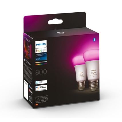 SET 2x Dimbare LED Lamp Philips Hue White And Color Ambiance A60 E27/6,5W/230V 2000-6500K