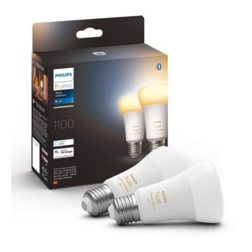 SET 2x Dimbare LED Lamp Philips Hue WHITE AMBIANCE E27/8W/230V 2200-6500K