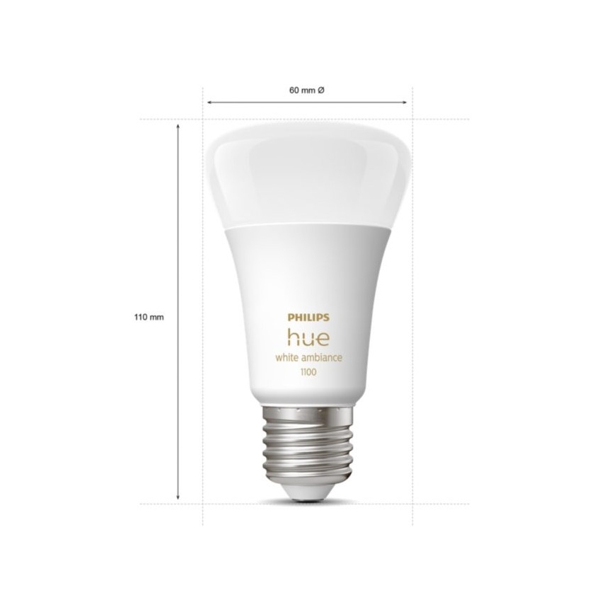 SET 2x Dimbare LED Lamp Philips Hue WHITE AMBIANCE E27/8W/230V 2200-6500K
