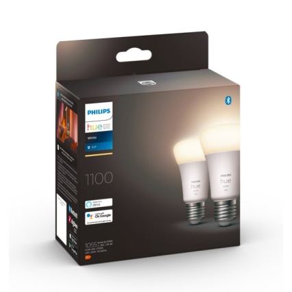 SET 2x Dimbare LED Lamp Philips Hue WHITE E27/9,5W/230V 2700K