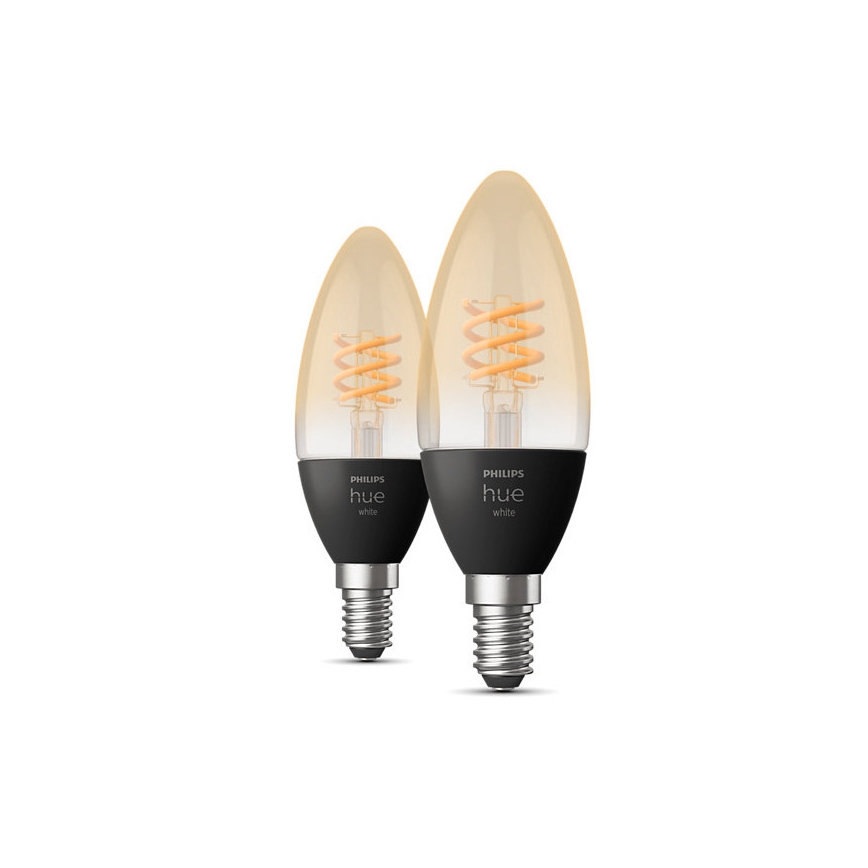 SET 2x Dimbare LED Lamp Philips Hue WHITE FILAMENT E14/4,5W/230V 2100K