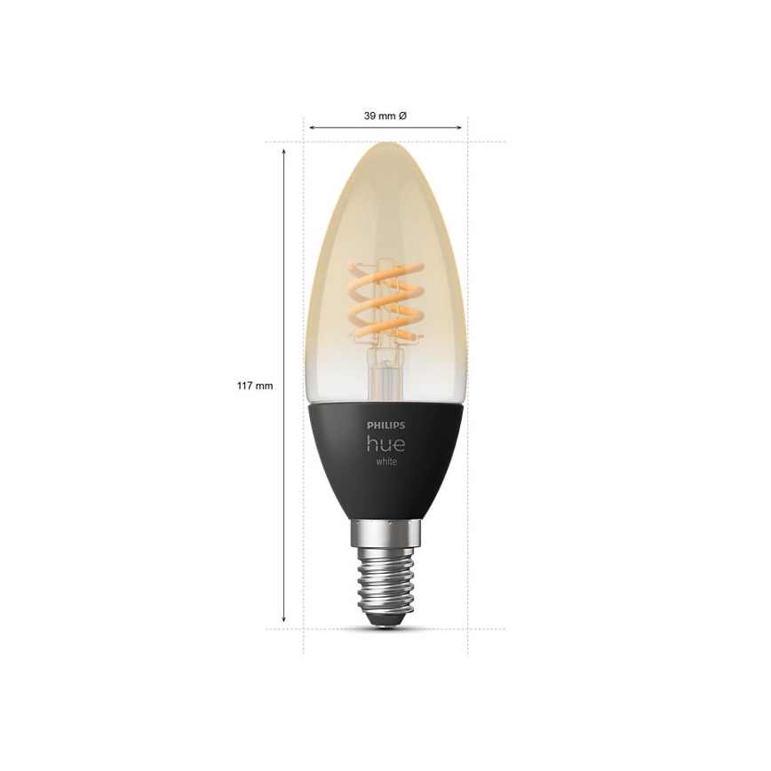 SET 2x Dimbare LED Lamp Philips Hue WHITE FILAMENT E14/4,5W/230V 2100K
