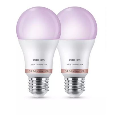 SET 2x Dimbare LED RGB lamp Philips A60 E27/8W/230V Wi-Fi