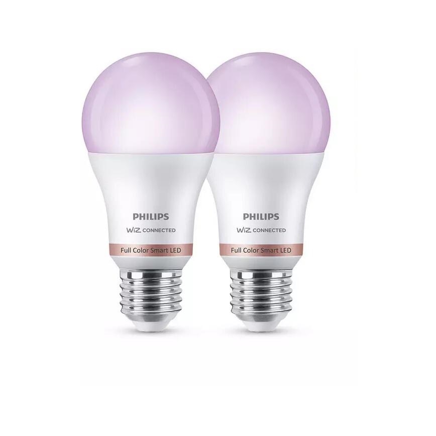 SET 2x Dimbare LED RGB lamp Philips A60 E27/8W/230V Wi-Fi