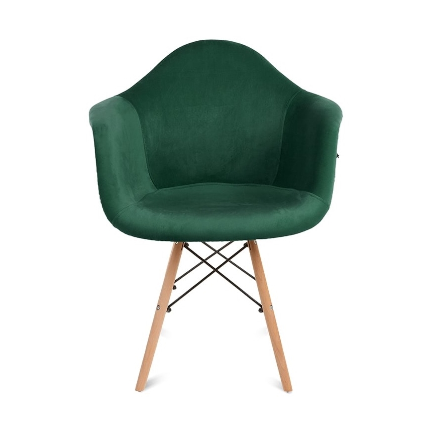 SET 2x Eetkamerstoel NEREA 80x60,5 cm groen/beuken