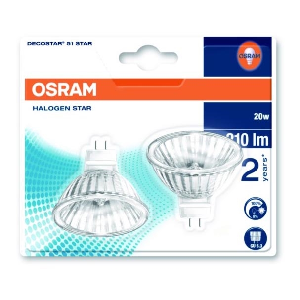 SET 2x Halogeenlamp DECOSTAR GU5,3/20W/12V 3000K - Osram