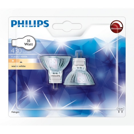 achterzijde Ziektecijfers knijpen SET 2x Halogeenlamp Philips GU4/35W/12V | Lampenmanie