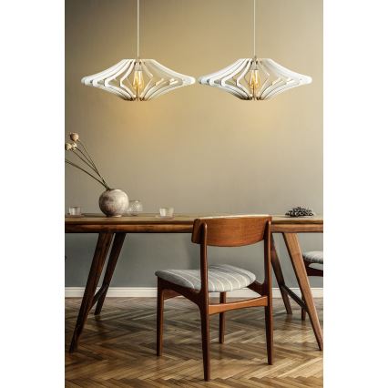 SET 2x Hanglamp aan een koord 1xE27/60W/230V wit diameter 47 cm