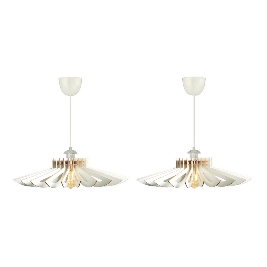 SET 2x Hanglamp aan een koord 1xE27/60W/230V wit diameter 52 cm