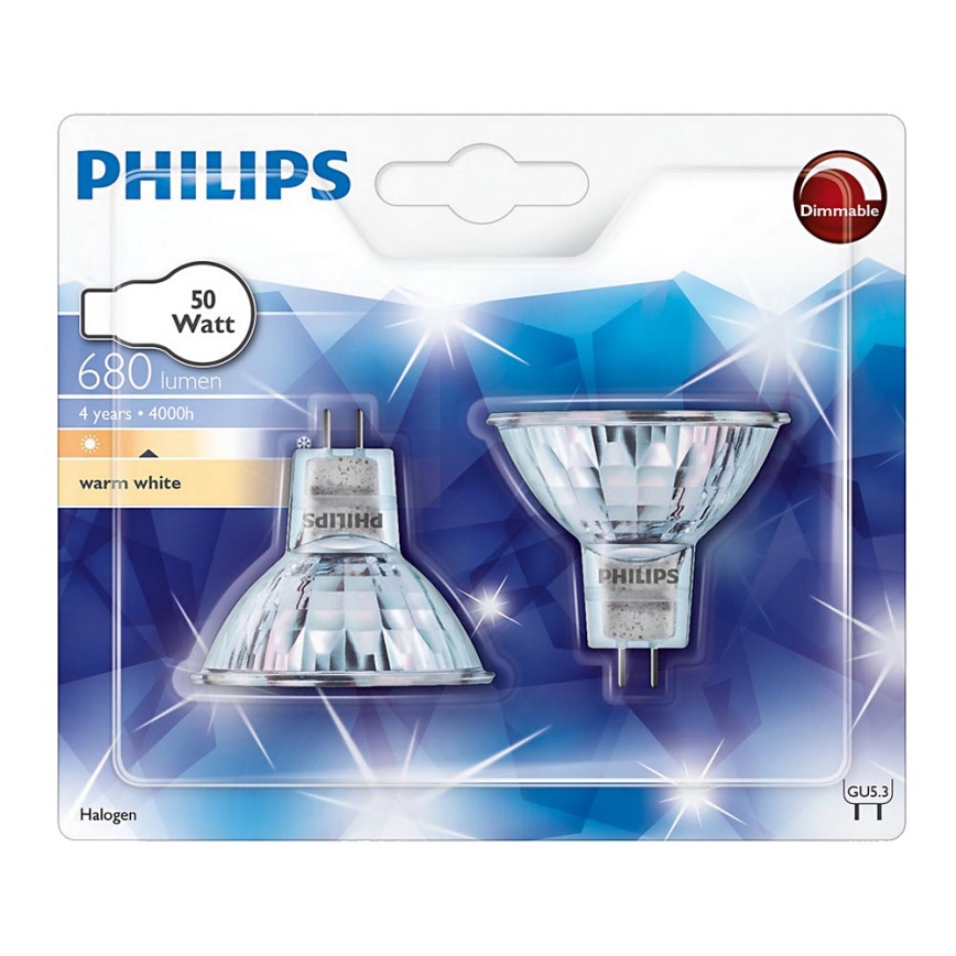 SET 2x Industrie Lamp Philips HALOGEN GU5,3/50W/12V 3000K