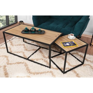 SET 2x Koffie Tafel ATLANTIS bruin/zwart