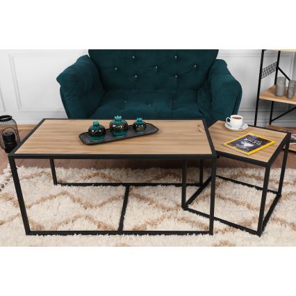 SET 2x Koffie Tafel ATLANTIS bruin/zwart