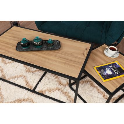 SET 2x Koffie Tafel ATLANTIS bruin/zwart