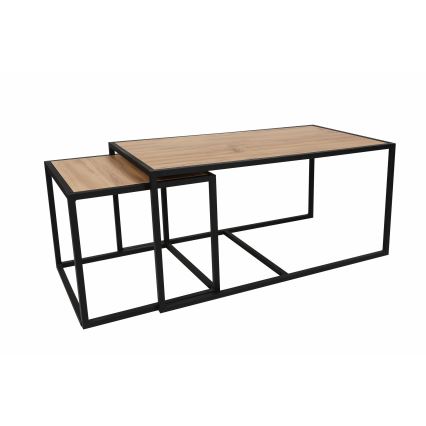 SET 2x Koffie Tafel ATLANTIS bruin/zwart