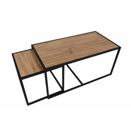 SET 2x Koffie Tafel ATLANTIS bruin/zwart