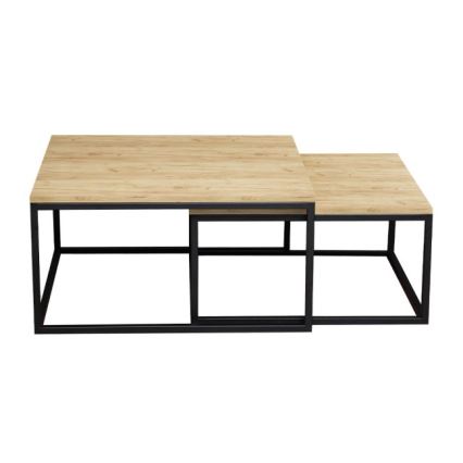 SET 2x Koffie Tafel DUAL goud eiken/zwart