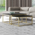 SET 2x Koffie Tafel DUAL zwart/goud