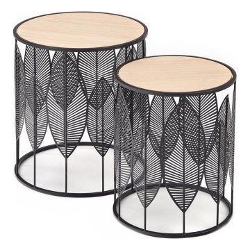 SET 2x Koffie Tafel FOLLA diameter 33/40 cm zwart