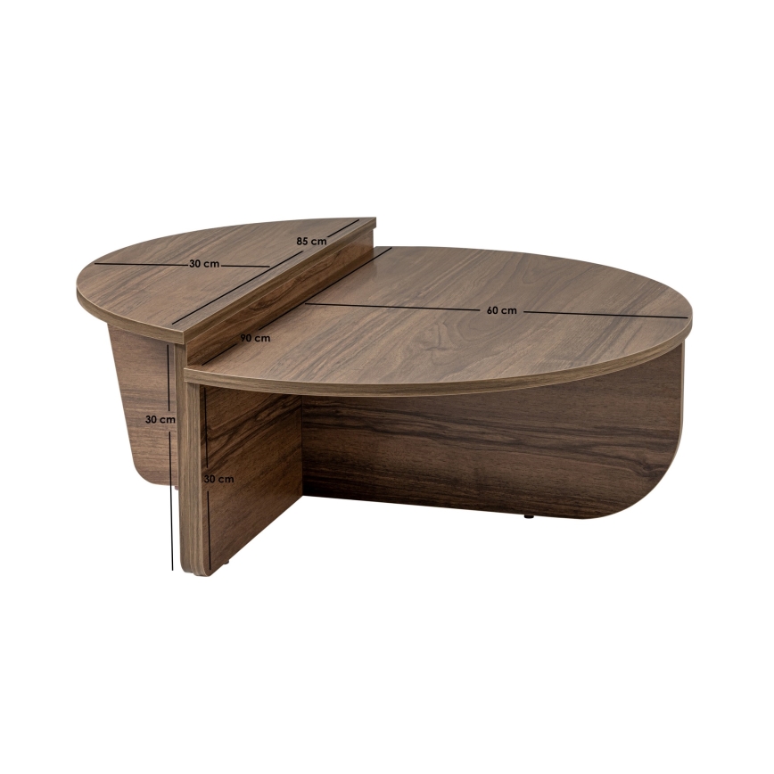SET 2x Koffie Tafel ORION walnoot