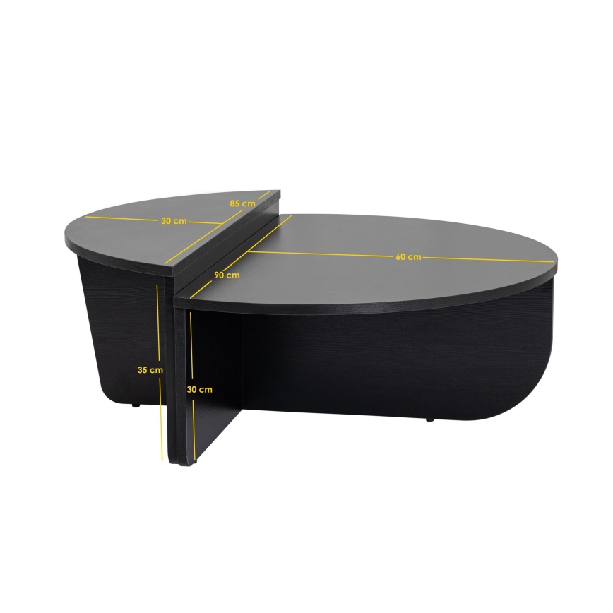 SET 2x Koffie Tafel ORION zwart