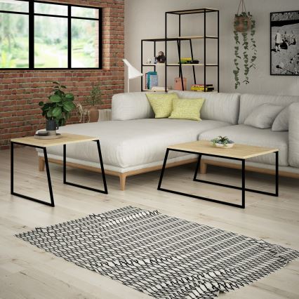 SET 2x Koffie Tafel PAL beige/zwart