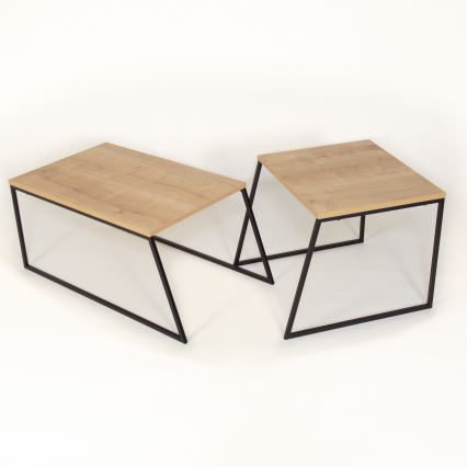 SET 2x Koffie Tafel PAL beige/zwart