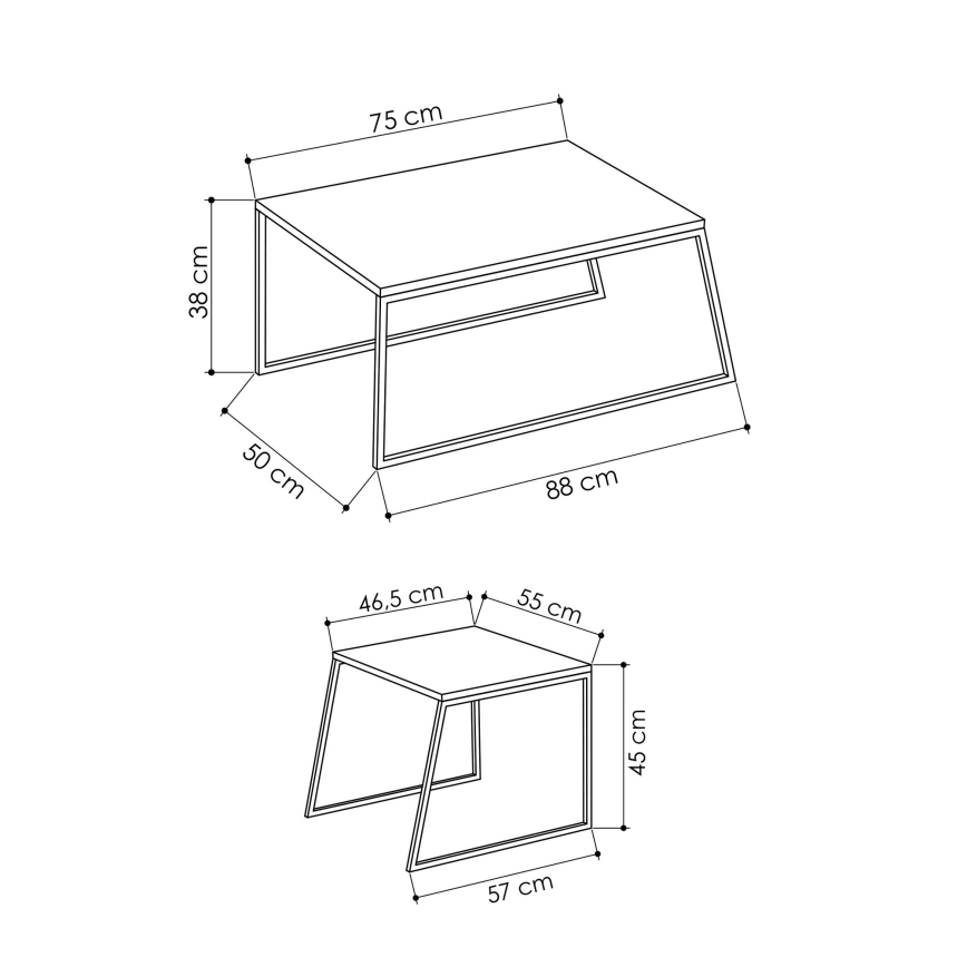 SET 2x Koffie Tafel PAL beige/zwart