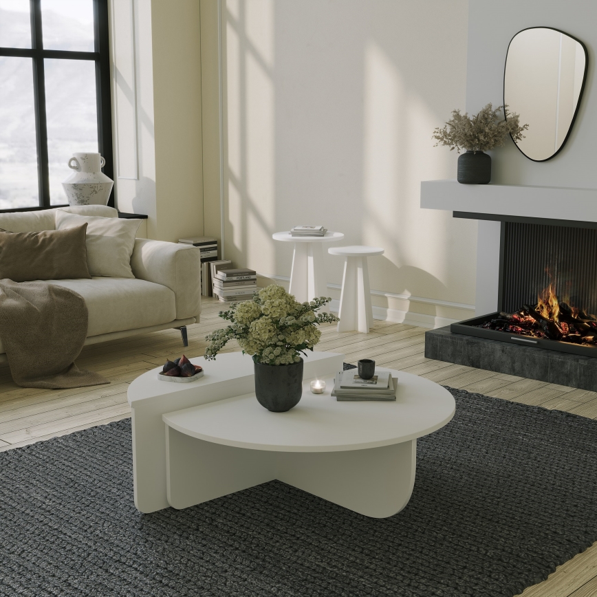 SET 2x Koffie Tafel PODIUM wit
