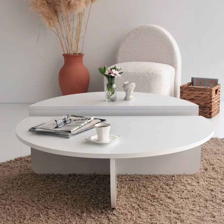 SET 2x Koffie Tafel PODIUM wit