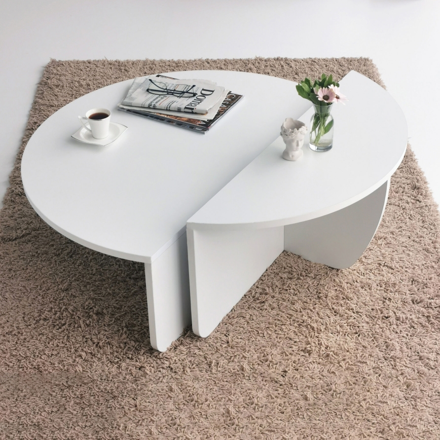 SET 2x Koffie Tafel PODIUM wit