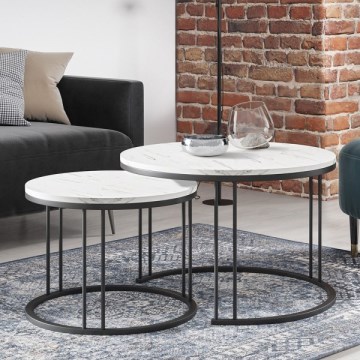 SET 2x Koffie Tafel RAGNAR zwart/wit