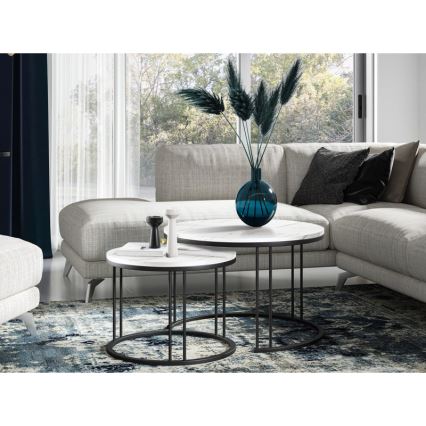 SET 2x Koffie Tafel RAGNAR zwart/wit