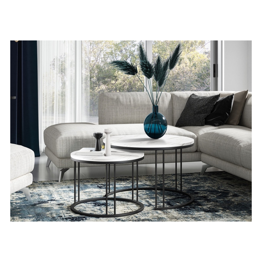 SET 2x Koffie Tafel RAGNAR zwart/wit