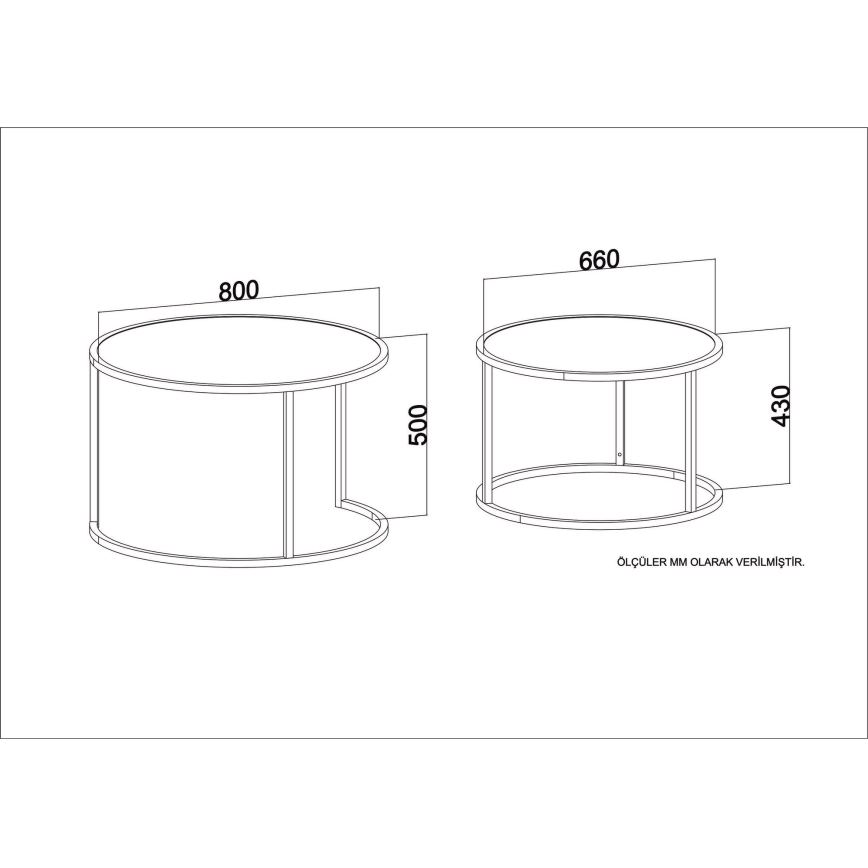 SET 2x Koffie Tafel TAMBUR zwart/beige