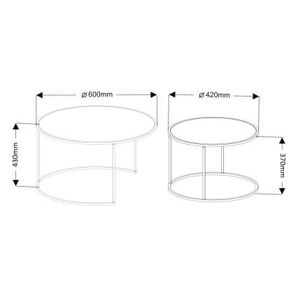 SET 2x Koffie Tafel TOKYO diameter 42/60 cm zwart