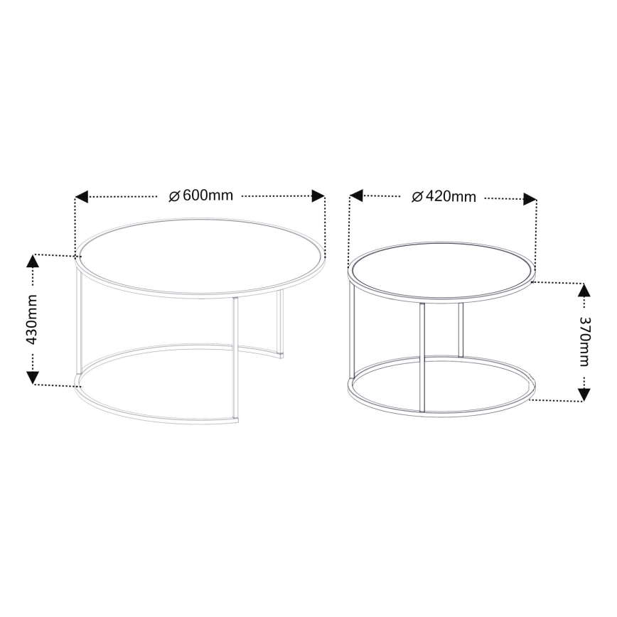SET 2x Koffie Tafel TOKYO diameter 42/60 cm zwart