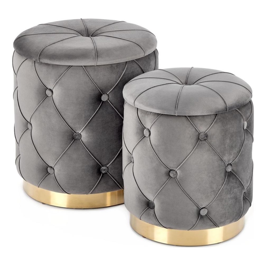 SET 2x Krukje POLLY diameter 40/44 cm grijs/goud