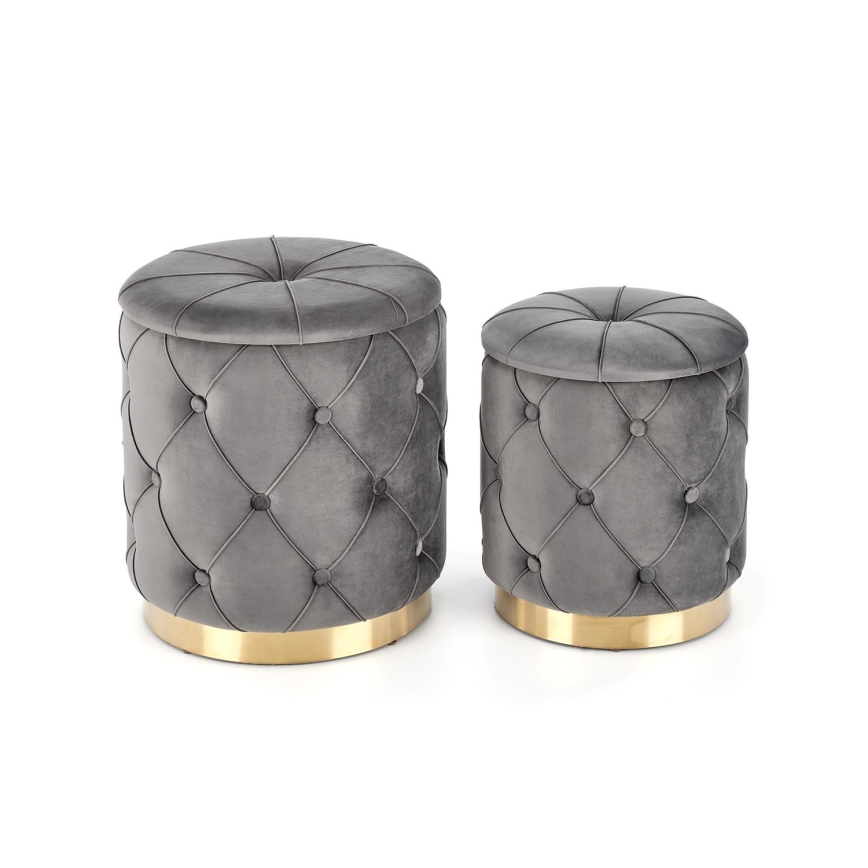 SET 2x Krukje POLLY diameter 40/44 cm grijs/goud