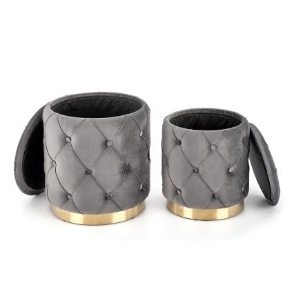 SET 2x Krukje POLLY diameter 40/44 cm grijs/goud